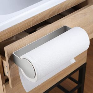 YIGII Paper Towel Holder Wall Mount – Adhesive Paper Towel Rack Under Cabinet Kitchen Paper Roll Holder Stick on Wall Stainless Steel