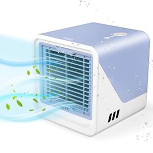 Portable Air Conditioner,Personal Air Cooler with 3-Speeds,Mini Air Conditioner with LED Light,Desktop Cooling Fan with Handle,Suitable for Room/Office