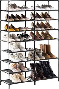 YOUDENOVA Shoe Rack, 9 tier Shoe Rack Storage for Closet Entryway, Non-Woven Fabric Large Shoe Shelf, Stackable Shoes Organizer for Boots (Black)