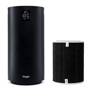 Our Happi Air Purifier for Larger Rooms, HEPA H13 Filter 5 Layers w/ Active Carbon and UV, Captures 99.98% of Airborne Toxins, Air Quality Index Display- Auto Self Cleaning, Sleep Mode, 5 Speeds, Whisper Quiet, Black
