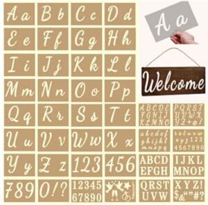 Letter Stencils for Painting on Wood – Alphabet Stencils for Painting & Drawing – Reusable Cursive Letter and Number Stencils for Signs & More – Plastic Paint Stencils for Crafts and DIY Art Stencil