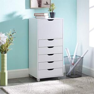 Naomi Home Carly 6-Drawer Office Storage File Cabinet on Wheels, Mobile Under Desk Filing Drawer Unit, Craft Storage Organization for Home, Office – White