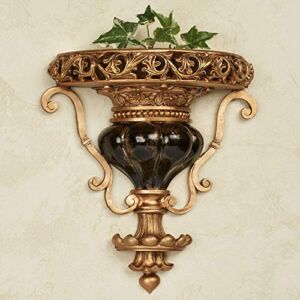 Touch of Class Chalmette Wall Shelf – Black, Gold – Victorian, Baroque Style – Ornate Design Elegant Decorative Shelves for Bedroom, Living Room, Kitchen, Hallway, Entryway
