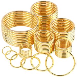 60Pcs 6 Sizes Gold Metal O Rings Multi-Purpose Buckle Loop Ring for Hardware Bags DIY Keychains Belts Craft Projects, 15mm, 20mm, 25mm, 32mm, 38mm, 50mm