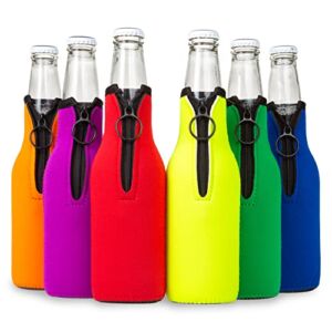 Beer Bottle Cooler Sleeves for Party – Collapsible Neoprene Sleeve with Zipper