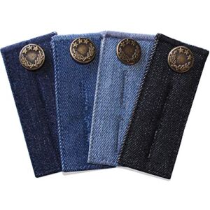 ZEFFFKA Denim Waist Extender Button for Jeans and Skirt Comfy Metal Buttons 4 pcs Assorted Colors