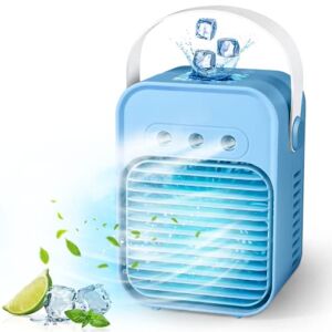 Portable Air Conditioner, Personal Fans, Mini Air Conditioner with Filter, USB Cable, Three Speed Modes, Comfortable Сarrying Handle, Personal Quiet Fan, AC for Room, Office, Outdoor, Travel