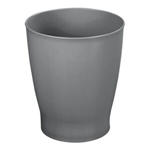 mDesign Round Plastic Bathroom Garbage Can, 1.25 Gallon Wastebasket, Garbage Bin, Trash Can for Bathroom, Bedroom, and Kids Room – Small Bathroom Trash Can – Fyfe Collection – Charcoal Gray