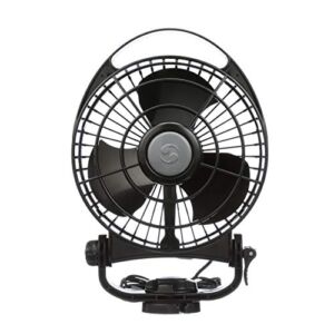 Bora Fan from SEEKR by Caframo. Compact Design with Powerful Airflow. Low Power Draw. 5,000 Hour Motor Life. 3 Speed 24V. Made in Canada. Black. (748CA24BBX)