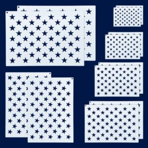 WISYOK 12 Pieces American Flag 50 Star Stencil Templates, 6 Sizes American Flag Templates, Ideal for DIY Crafts Design, Independence Day Project, American Flag Projects