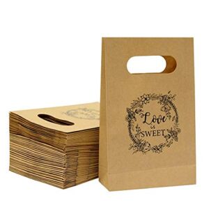 FRIDAY NIGHT Brown Craft Paper Bag with handled Craft Treat Bags 8.5 * 5.5 * 2.5 Inch for Wedding Party Business (50pcs