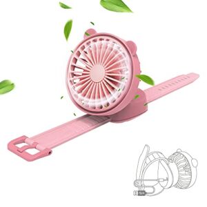 HR Mini Wrist Fan for Kids,Small Folable Watch Fan with Comfortable Wrist Strap,Personal Portable Handheld Fan for Childrens Boys Girls,USB Rechargeable Fashion Compact Summer Fan (Red)