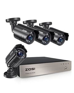 ZOSI 8CH 1080P Security Camera System Outdoor,H.265+ 8-Channel HD-TVI 5MP Lite Video DVR recorder with 4x HD 1920TVL 1080P Weatherproof CCTV Cameras NO Hard Drive ,Motion Alert, Remote Access