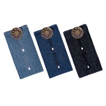 Waistband Extenders by Johnson & Smith | Button Extender for Pants | Denim Material | Pack of 3 Shades | Premium Metal Buttons | 2 Button Holes | Button Extender for Jeans | The Storepaperoomates Retail Market - Fast Affordable Shopping