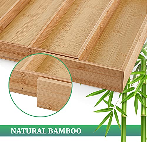 OMISSA Bamboo Expandable Drawer Organizer for Utensils Holder, Adjustable Cutlery Tray, Wood Drawer Dividers Organizer for Silverware, Flatware, Knives in Kitchen, Bedroom, Living Room | The Storepaperoomates Retail Market - Fast Affordable Shopping