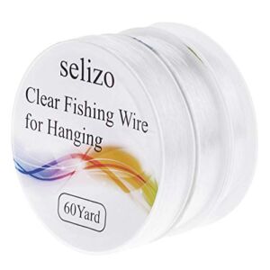 Fishing Wire, Selizo 3Pcs Clear Fishing Line Jewelry String Invisible Nylon Thread for Hanging Decorations, Beading and Crafts (3 Sizes, 60 Yards per Roll)