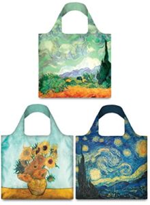 LOQI Museum Vincent Van Gogh Collection Pouch Reusable Bags, Multicolored, Set of 3