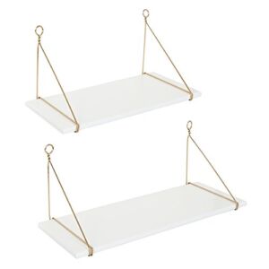 Kate and Laurel Vista Wood and Metal Wall Shelves, 2 Piece Set, White