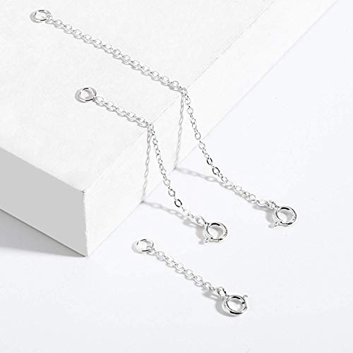 3 Pcs 925 Sterling Silver Necklace Extenders for Women Durable Strong Removable Necklace Bracelet Anklet Extension for Jewelry Making(1 2 3 Inch, Silver) | The Storepaperoomates Retail Market - Fast Affordable Shopping