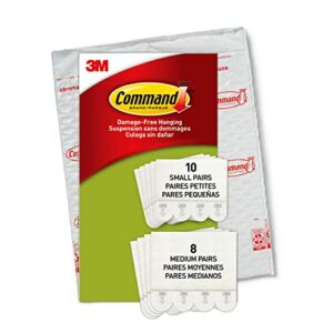 Command Picture Hanging Strips, 18 Pairs: 10-Small, 8-Medium Pairs, Easy to Open Packaging