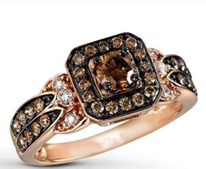 Nattaphol Size #5-#10 Rose Gold Color Girl Women Fashion Jewelry Coffee Brown cz Ring (8)