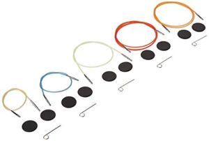 Knitters Pride Interchangeable Color Cord Variety Pack – All 5 Sizes, 16, 20, 24, 32, 40