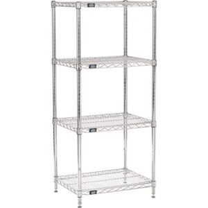 Nexel 18″ x 24″ x 63″, 4 Tier Adjustable Wire Shelving Unit, NSF Listed Commercial Storage Rack, Chrome Finish, leveling feet