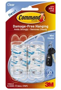 Command Strips 17006CLR Clear Mini Command Hooks 6 Count