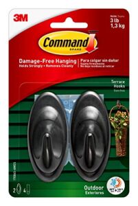 Command 17086S-AW-E Outdoor Terrace, Medium, 2-Hooks (17086S-AWES), 4 Strips, Slate Gray, 2 Count