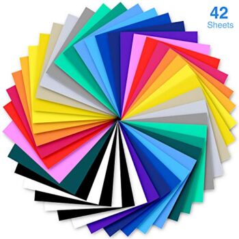 HTV Heat Transfer Vinyl Bundle: Ohuhu 42 Pack 12″ x 10″ Iron on Vinyls for Fabrics T-Shirts Clothes Hats Craft DIY – 20 Colors + Accessories Tweezers for Cricut Silhouette Cameo or Heat Press Machine | The Storepaperoomates Retail Market - Fast Affordable Shopping