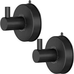 DGYB Suction Cup Hooks for Shower Set of 2 Towel Hooks for Bathrooms SUS 304 Stainless Steel Matte Black Shower Hooks for Loofah 15 Lb Bathroom Hooks for Towels