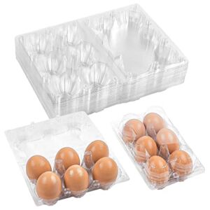 Zezzxu 48 Pack Egg Cartons, Clear Plastic Egg Cartons Bulk Empty Chicken Egg Holders – Hold 6 Eggs Securely, Perfect for Family Pasture Farm Markets Display