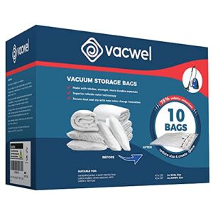 Vacwel 10-Pack, Variety – 5x XXL + 5x Jumbo Vacuum Storage Bags for Bedding Storage & Winter Clothes Storage- (47 x 35”) XXL + (43 x 30”) Jumbo – Vacuum Sealer Bags for Blankets Storage (10-Bags Pack)…