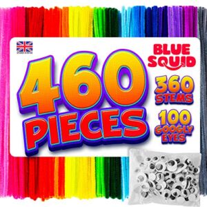 Blue Squid Pipe Cleaners Craft Chenille Stems – Chenille Cleaners, Pipe Cleaners, DIY Art & Craft Projects, Kids Fuzzy Sticks Crafts, Extra Long Pieces, Sparkle Crafting Colors
