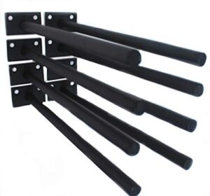 8 Pcs 10″ Black Solid Steel Floating Shelf Bracket Blind Shelf Supports – Hidden Brackets for Floating Wood Shelves – Concealed Blind Shelf Support – Screws