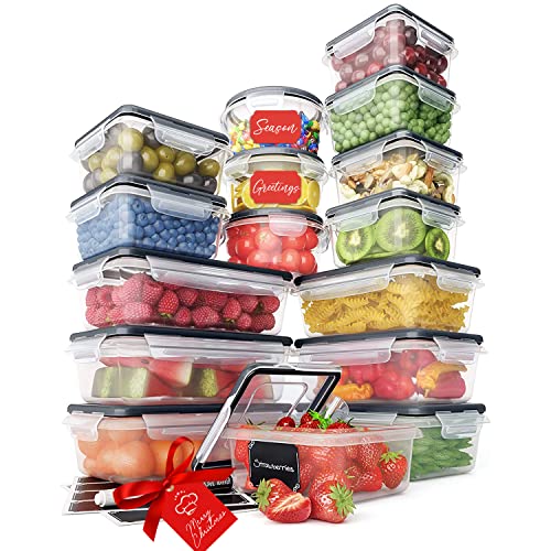 32 Piece Food Storage Containers Set with Easy Snap Lids (16 Lids + 16 Containers) – Airtight Plastic Containers for Pantry & Kitchen Organization – BPA-Free Food Containers with Free Labels & Marker | The Storepaperoomates Retail Market - Fast Affordable Shopping