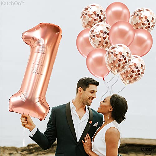 Rose Gold 1 Balloon for First Birthday Decorations for Girl – Large 40 Inch, 1 Balloon | Rose Gold Number 1 Balloons for First Birthday | One Balloon for First Birthday | 1st Birthday Girl Decoration | The Storepaperoomates Retail Market - Fast Affordable Shopping