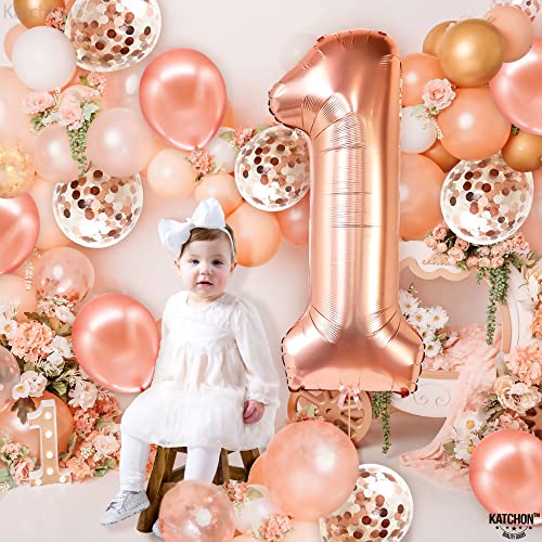 Rose Gold 1 Balloon for First Birthday Decorations for Girl – Large 40 Inch, 1 Balloon | Rose Gold Number 1 Balloons for First Birthday | One Balloon for First Birthday | 1st Birthday Girl Decoration | The Storepaperoomates Retail Market - Fast Affordable Shopping