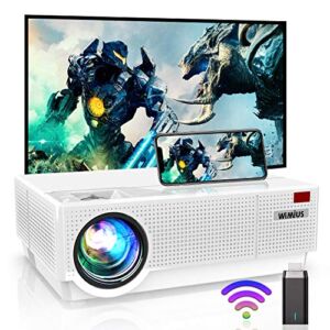 4K Projector, WiMiUS 2023 Upgrade P28 Outdoor Video Projector Support Zoom, 400’’ Screen 6D ±50°Keystone Correction Compatible with Smartphone/TV Stick/PS5/PC/Laptop
