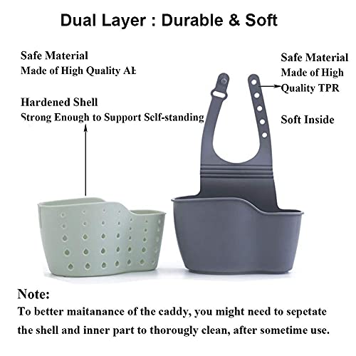 Kitchen Sink Caddy Sponge Holder Silicone Plastic Soap Holder Hanging Ajustable Strap Faucet Caddy with Drain Holes for Drying | The Storepaperoomates Retail Market - Fast Affordable Shopping
