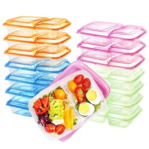 supernal 36 Pack Meal Prep Containers，Clear Bento Box，2 Compartment with Lids, Food Storage Containers, Microwave/Dishwasher/Freezer Safe（Orange，Pink，Green，Blue）