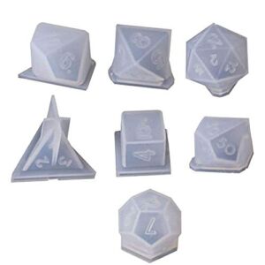 Szecl 7 Shapes Dice Molds for Resin Casting Standard Game Dice Fillet Square Triangle Dice Mold Digital Dice Games for Families Handmade Craft Tool
