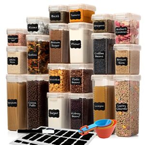 Airtight Food Storage Containers with Lids – 40 PC LARGE SIZE (20 Containers + 20 Lids) Kitchen & Pantry Organization – BPA Free Plastic Food Canister – Cereal, Rice, Flour and Sugar Containers