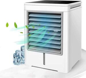 Portable Air Conditioner, Mini Evaporative Air Cooler, Personal Air Conditioner Misting Fan with 3 Wind Speeds Touch Screen Small Desktop Cooling Fan for Home, Bedroom, Office, Dorm, Car, Camping Tent