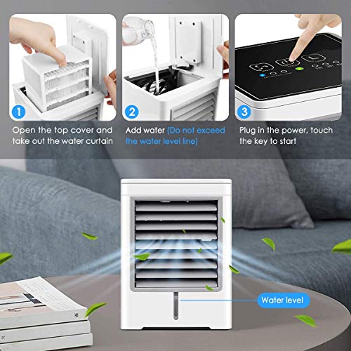 Portable Air Conditioner, Mini Evaporative Air Cooler, Personal Air Conditioner Misting Fan with 3 Wind Speeds Touch Screen Small Desktop Cooling Fan for Home, Bedroom, Office, Dorm, Car, Camping Tent | The Storepaperoomates Retail Market - Fast Affordable Shopping