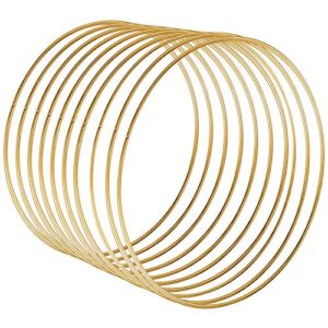 Sntieecr 10 Pack 14 Inch Large Metal Floral Hoop Wreath Macrame Gold Craft Hoop Rings for Making Christmas Decorations, Wedding Wreath Decor, Dream Catcher and DIY Wall Hanging Crafts