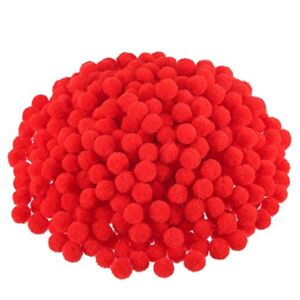 Blulu Pompoms for Craft Making and Hobby Supplies, 500 Pieces, 1.2 cm/ 0.5 Inch (Red)