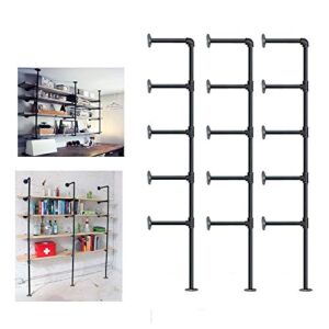 Kaler Black 5-Tier Industrial Pipe Shelves Piping Wall Bookshelf Easy to Install 68”H (3)