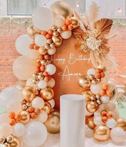 141Pcs Orange and Gold Balloon Garland Arch Kit-Cream White Orange Gold Balloons for Wedding Decoration Baby Shower Decorations Birthday Party Decoration