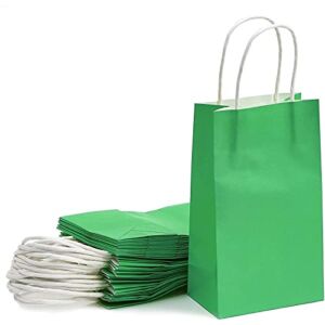 BLUE PANDA Paper Party Gift Bags with Handles (9 x 5.3 in, Green, 25 Pack)